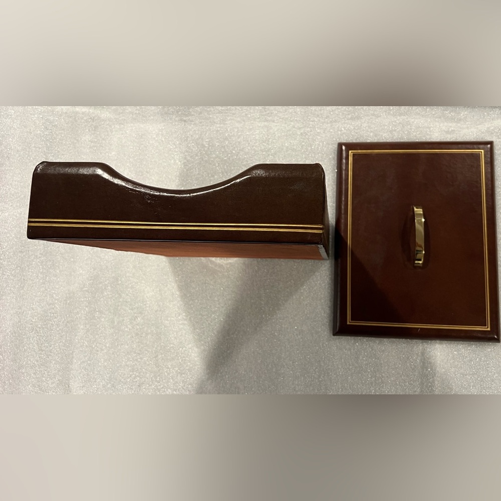 Elegant Brown Leather Paper Tray with Lid